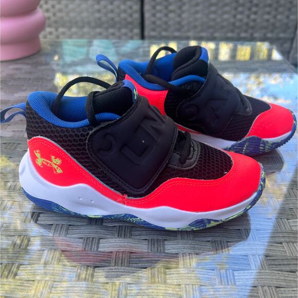 Under Armour Bright Red/Neon Sole - Kids Sneakers - Picture 3 of 8